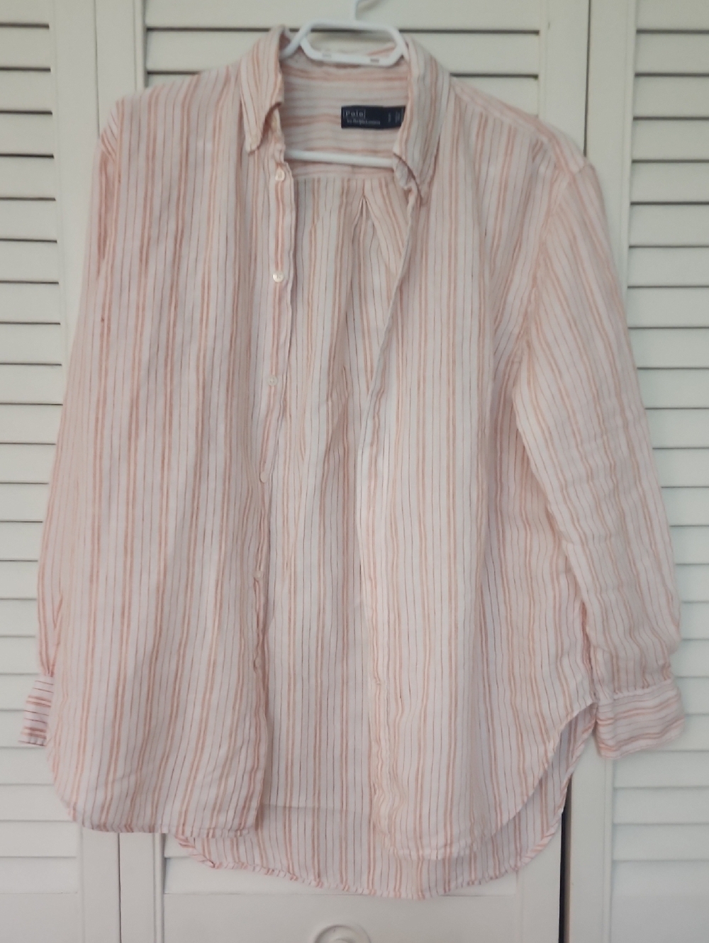 Polo by Ralph Lauren Men's Orange & White Striped Button-Down Shirt